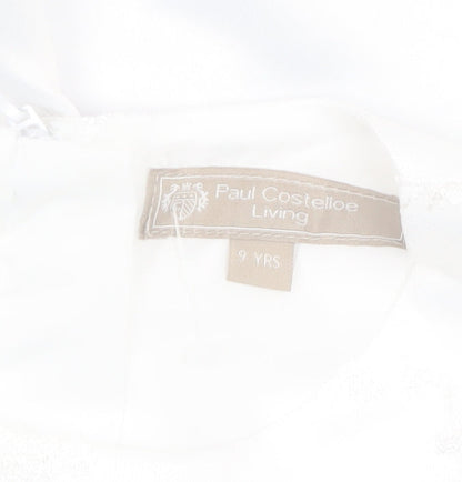 Paul Costelloe Living Girls White A-Line Lace Formal Dress Size 9 Years