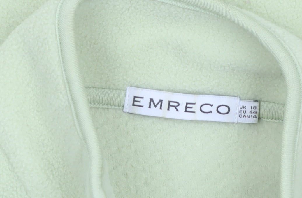 Emreco Women's Green Fleece Full Zip Mid-Length Jacket Size 18