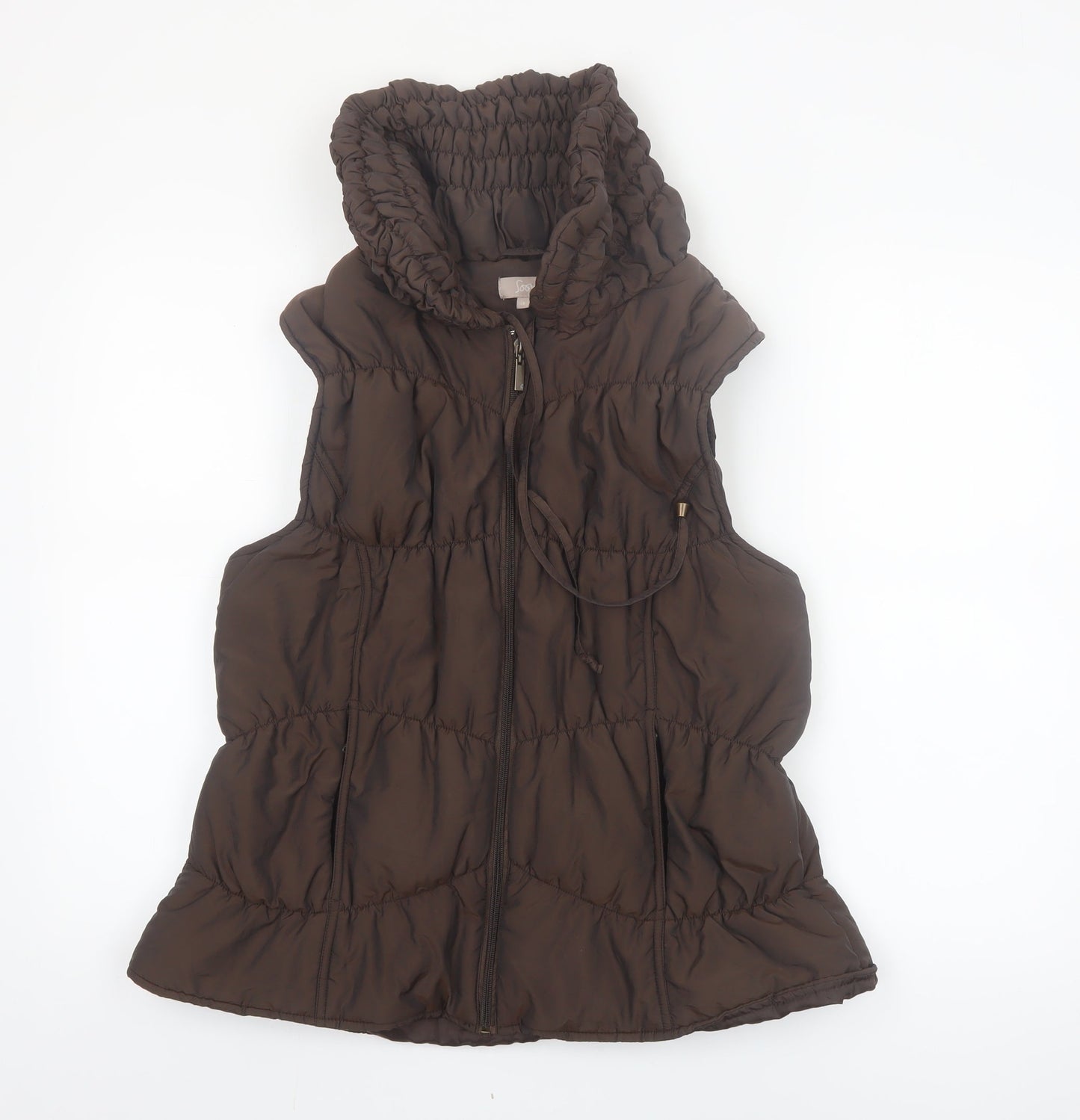 Soon Women's Brown Hooded Puffer Waistcoat Size 18
