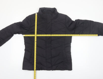 Gap Womens Black Puffer Jacket Size 12 Regular Fit Winter Coat