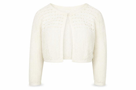 Monsoon Women’s Ivory Knit Cardigan UK 14 Crew Neck Open Knit