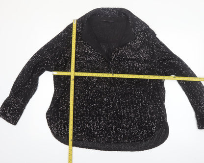 Marks and Spencer Women’s Black Sequin Button-Up Long Sleeve Top Size 16