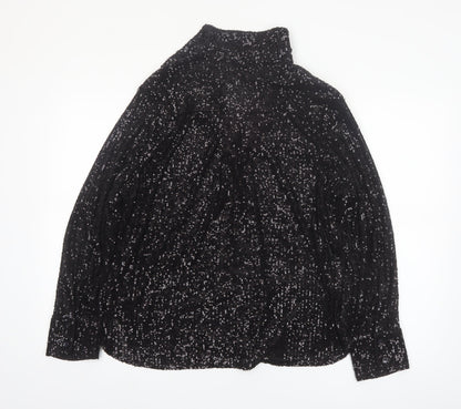 Marks and Spencer Women’s Black Sequin Button-Up Long Sleeve Top Size 16