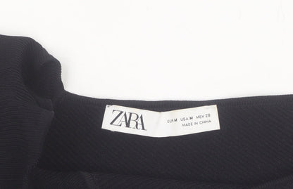 Zara Womens Black Asymmetrical High Neck Slim Fit Jumper Size 12