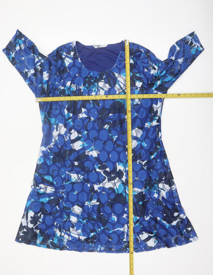 Via Veneto Women's Blue Geometric A-Line Dress Size 18