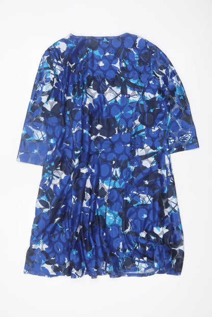 Via Veneto Women's Blue Geometric A-Line Dress Size 18