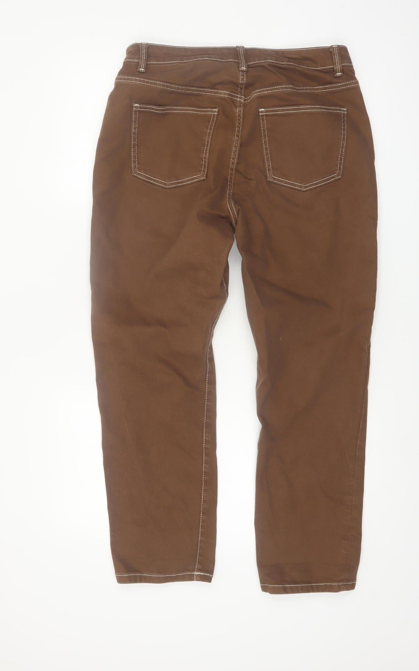 Primark Women Brown Straight Jeans Size 14 Stretch Denim