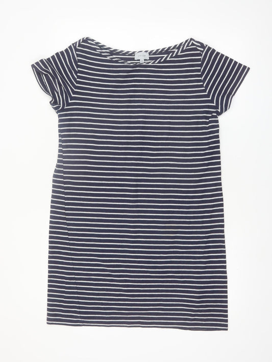 Jigsaw Women Blue Striped Cotton T-Shirt Dress M