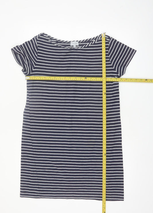 Jigsaw Women Blue Striped Cotton T-Shirt Dress M