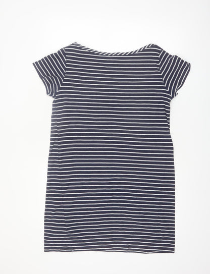 Jigsaw Women Blue Striped Cotton T-Shirt Dress M