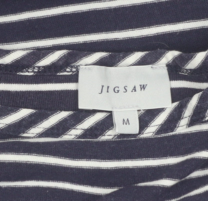 Jigsaw Women Blue Striped Cotton T-Shirt Dress M