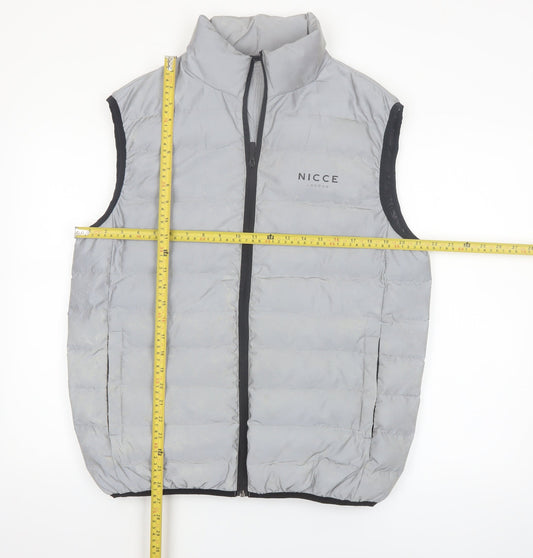 Nicce London Men's Grey Puffer Waistcoat Vest Size L Regular Fit