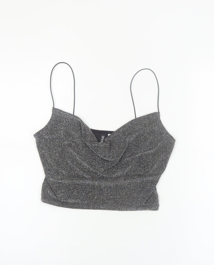 H&M Divided Women’s Silver Cowl Neck Glitter Camisole Top Size 8