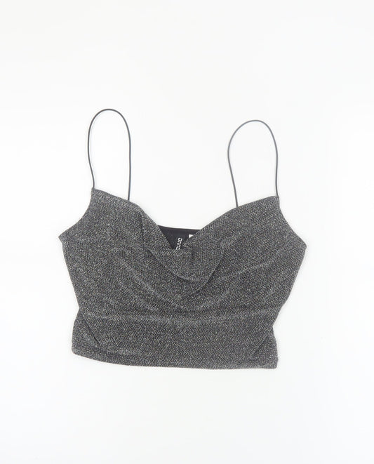 H&M Divided Women’s Silver Cowl Neck Glitter Camisole Top Size 8