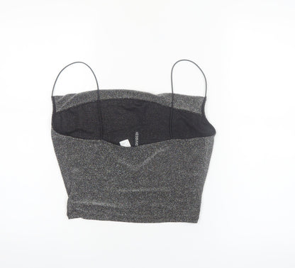 H&M Divided Women’s Silver Cowl Neck Glitter Camisole Top Size 8
