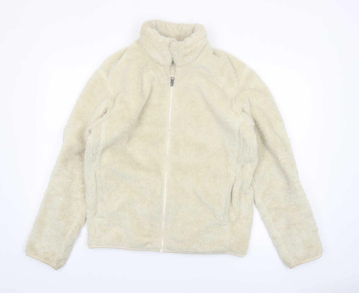 Uniqlo Women Beige Fleece Full Zip Jacket Size S
