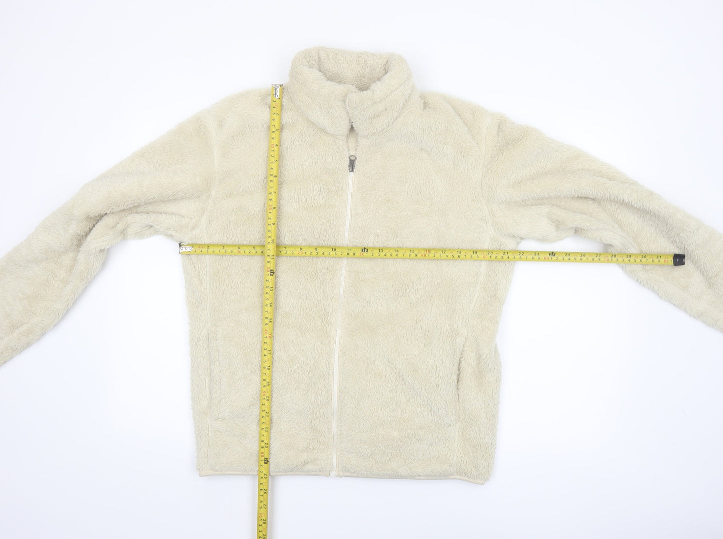 Uniqlo Women Beige Fleece Full Zip Jacket Size S