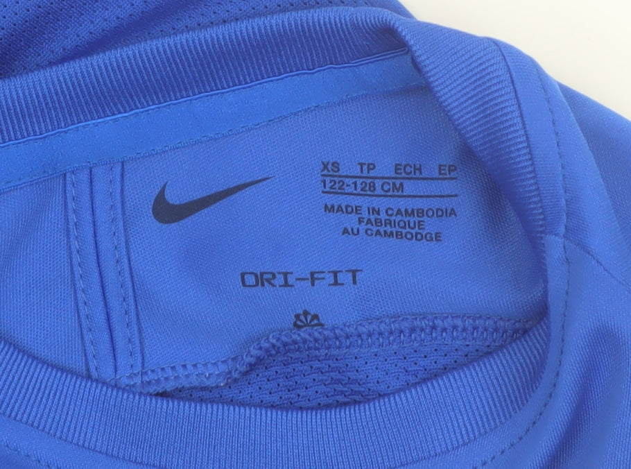 Nike Boys Blue Dri-FIT Short Sleeve Athletic T-Shirt XS