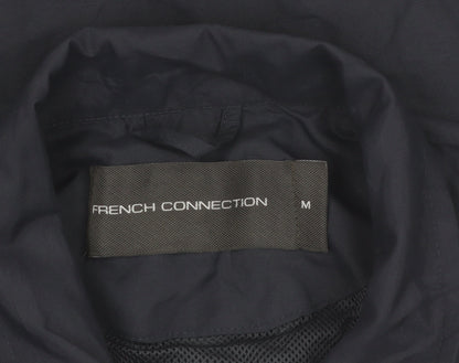 French Connection Men's Blue Polyamide Jacket Size M Casual Mid-Length