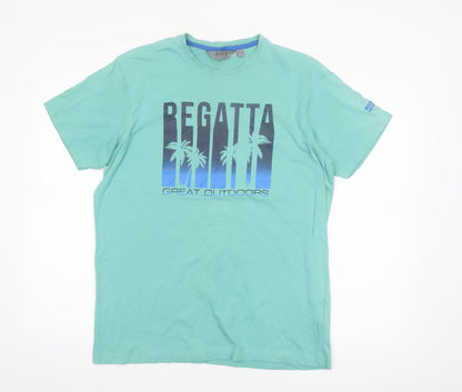 Regatta Men’s Green Graphic Print Short Sleeve Cotton T-Shirt L