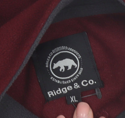 Ridge & Co Mens Red Fleece 1/4 Zip Pullover Sweatshirt XL