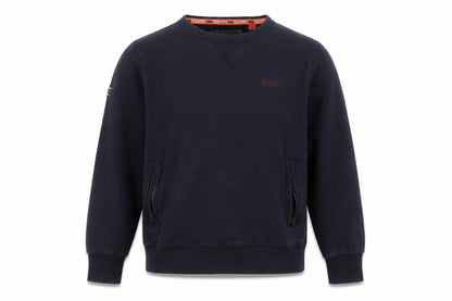 Superdry Men’s Blue XL Crew Neck Pullover Sweatshirt with Zipped Pockets