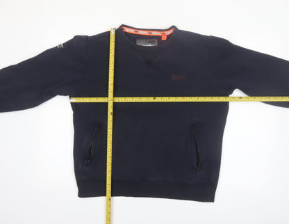 Superdry Men’s Blue XL Crew Neck Pullover Sweatshirt with Zipped Pockets