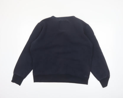 Superdry Men’s Blue XL Crew Neck Pullover Sweatshirt with Zipped Pockets
