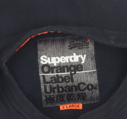 Superdry Men’s Blue XL Crew Neck Pullover Sweatshirt with Zipped Pockets