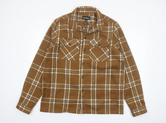 Threadbare Men's Brown Check Flannel Jacket L Regular Fit