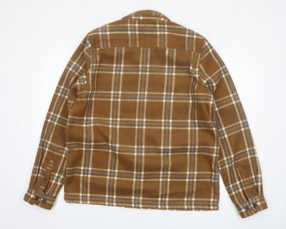 Threadbare Men's Brown Check Flannel Jacket L Regular Fit
