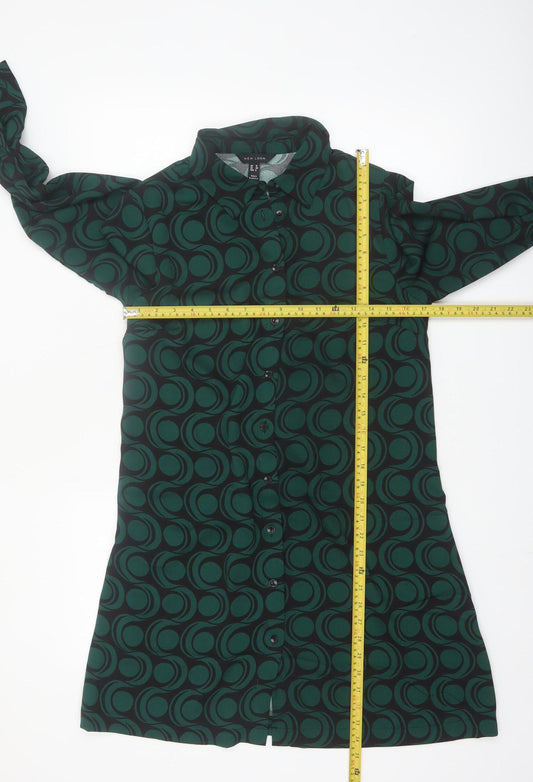 New Look Women’s Green Geometric Collared Shirt Dress UK 12