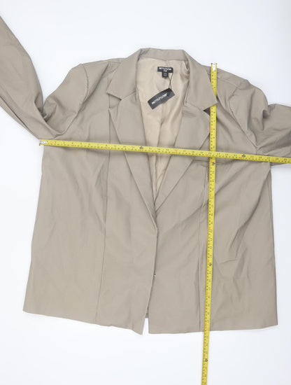 PrettyLittleThing Women Beige Plus Size 26 Faux Leather Blazer