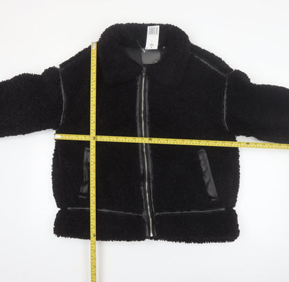 Papaya Women’s Black Faux Shearling Bomber Jacket Size 12