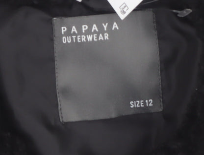 Papaya Women’s Black Faux Shearling Bomber Jacket Size 12