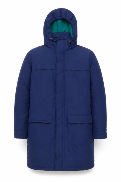 Cotton Traders Women Navy Blue Hooded Parka Coat Size S