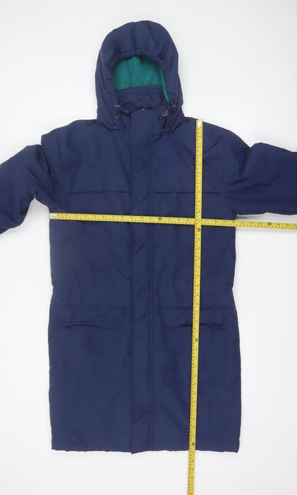 Cotton Traders Women Navy Blue Hooded Parka Coat Size S
