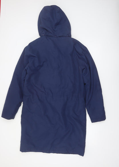 Cotton Traders Women Navy Blue Hooded Parka Coat Size S