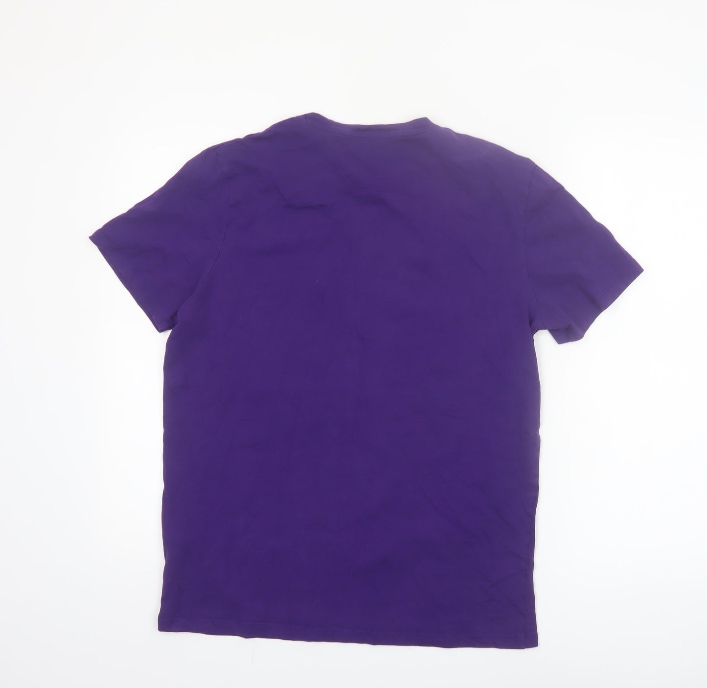 Jack & Jones Men's Purple Graphic Print Cotton Crew Neck T-Shirt L
