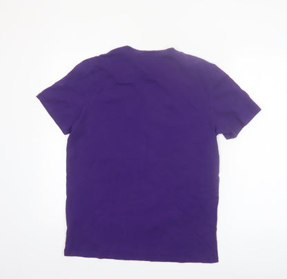 Jack & Jones Men's Purple Graphic Print Cotton Crew Neck T-Shirt L