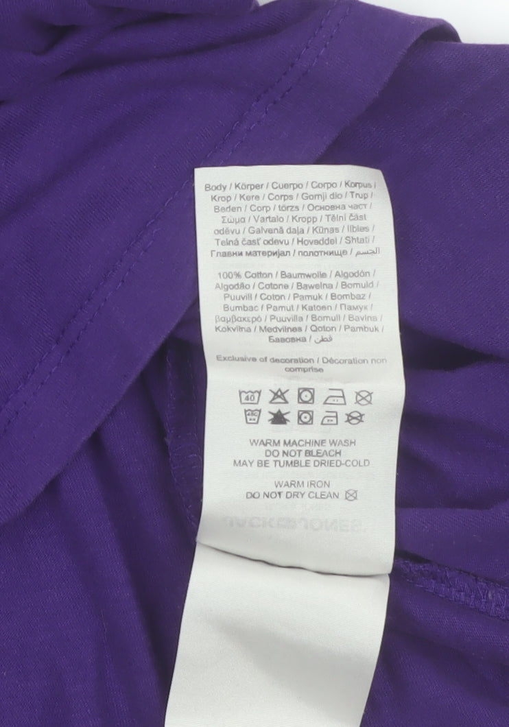 Jack & Jones Men's Purple Graphic Print Cotton Crew Neck T-Shirt L