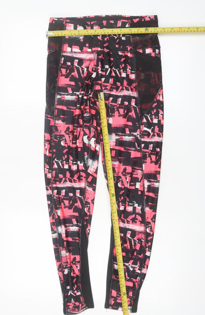 Puma Womens Black Pink Drycell Graphic Leggings Size S Running Gymwear