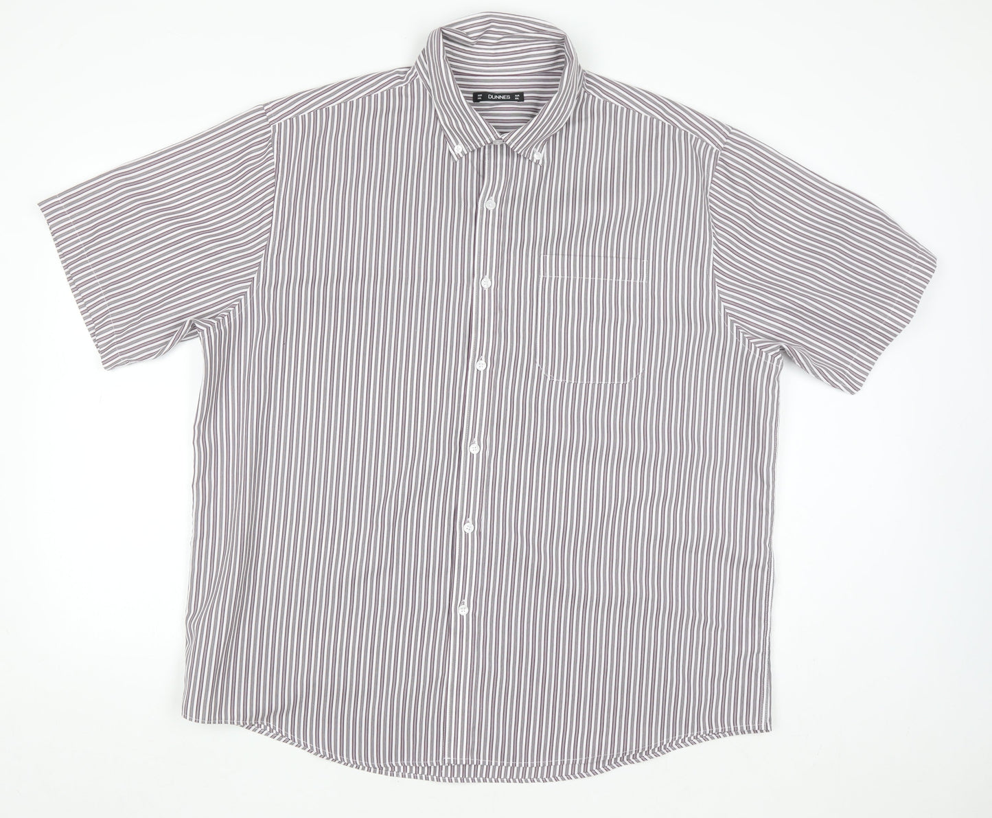 Dunnes Men's Red Striped Short Sleeve Button-Up Shirt 2XL