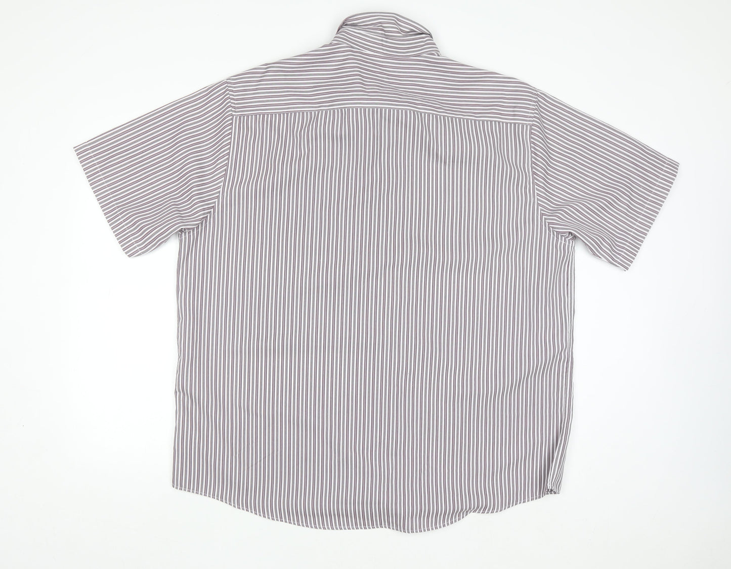 Dunnes Men's Red Striped Short Sleeve Button-Up Shirt 2XL