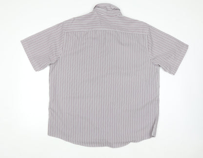 Dunnes Men's Red Striped Short Sleeve Button-Up Shirt 2XL