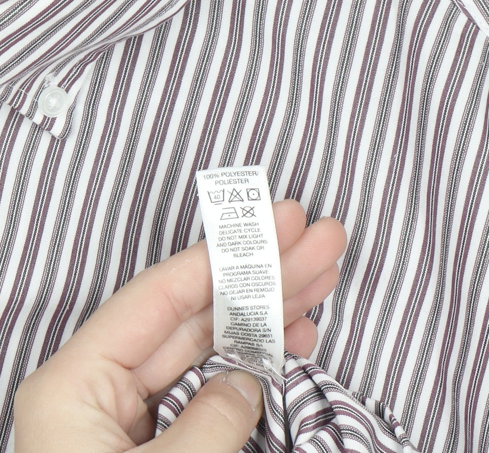 Dunnes Men's Red Striped Short Sleeve Button-Up Shirt 2XL