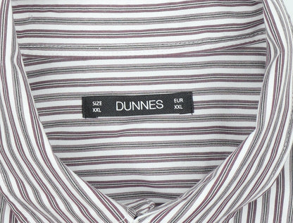 Dunnes Men's Red Striped Short Sleeve Button-Up Shirt 2XL