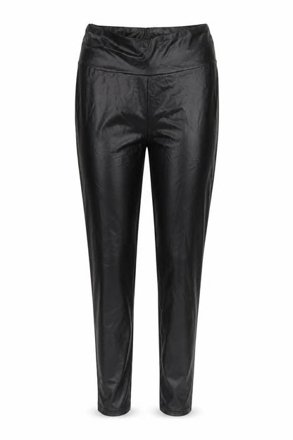 Primark Women Black Faux Leather High Rise Ankle Leggings Size 10-12