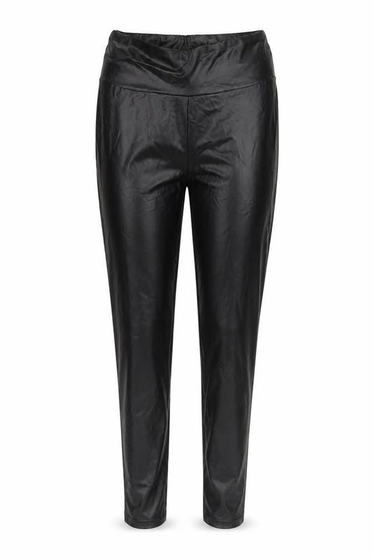 Primark Women Black Faux Leather High Rise Ankle Leggings Size 10-12
