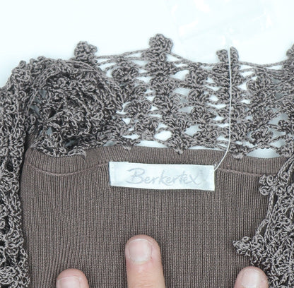 Berkertex Women Brown Size 22 Crochet Trim Knit Cardigan